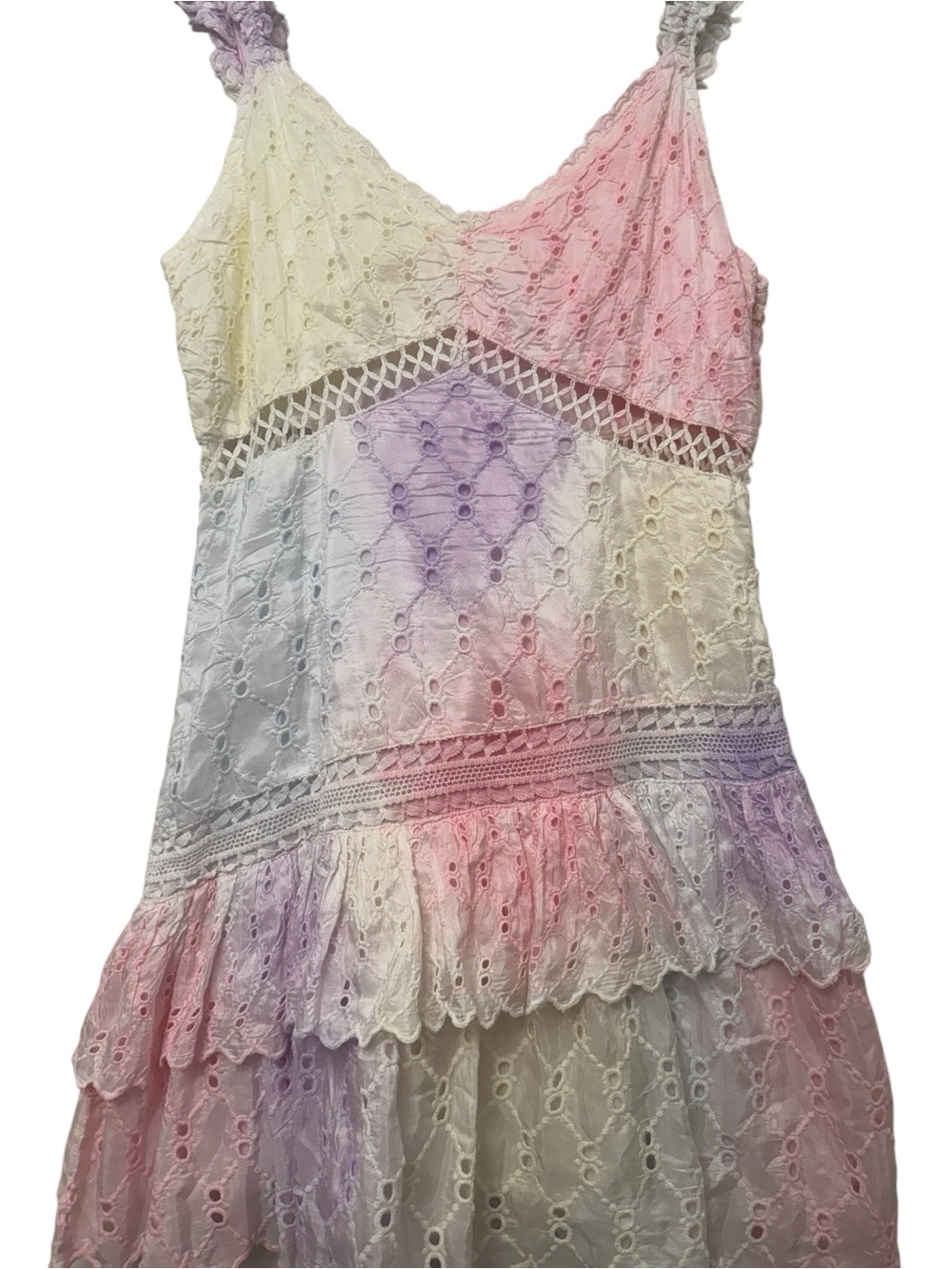 LoveShackFancy Desra Silk Mini Dress Candyland Hand Dye - Picture 6 of 10
